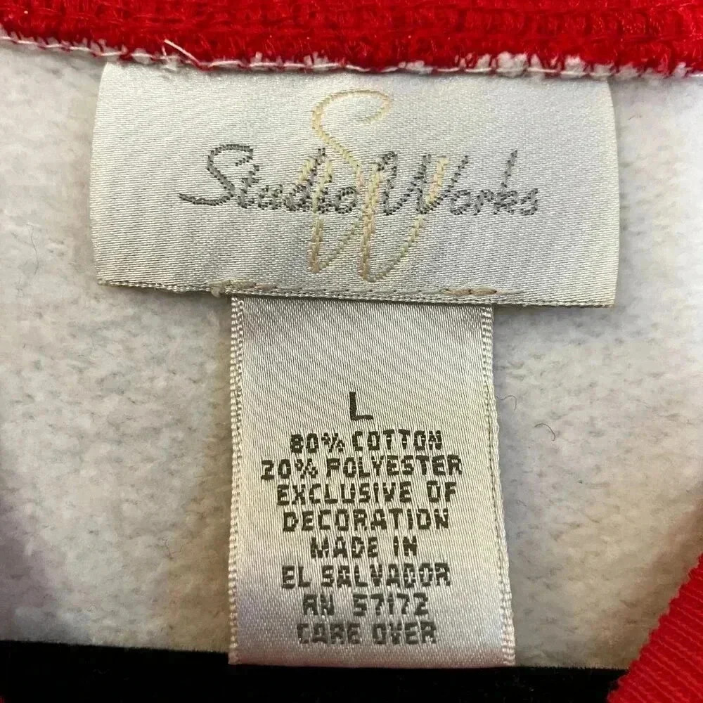 Studio Works Womens Vintage 90s Christmas Flowers Sweatshirt Large White XM EXC - Picture 6 of 10